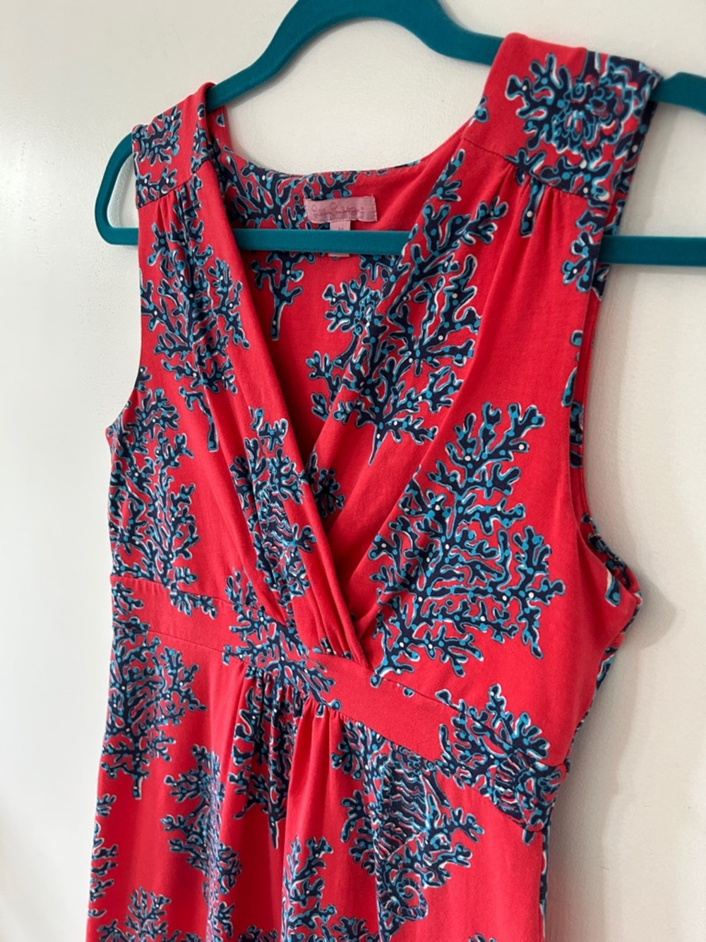 Lilly Pulitzer Coral Reef Dress Women’s M Seahorse Red Sleeveless V-Neck - Picture 13 of 14